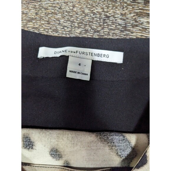 Diane Von Furstenberg DVF Mae Leopard Wool Silk Pencil Skirt Size 4 - Picture 4 of 12